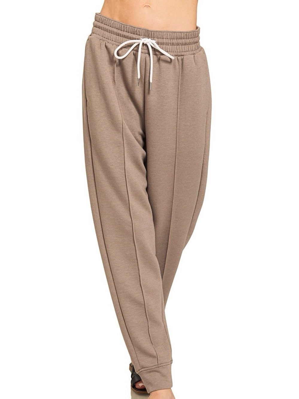 Zenana Scuba Pintuck Jogger Pants Cocoa Size Small